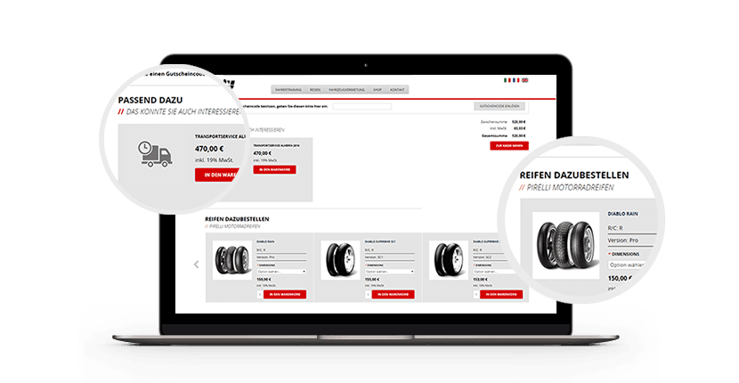 Ein Mockup der Ducati 4U Webseite