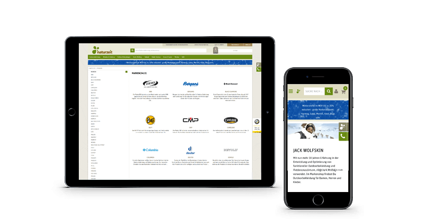 Ein Mockup des Onlineshops Naturzeit