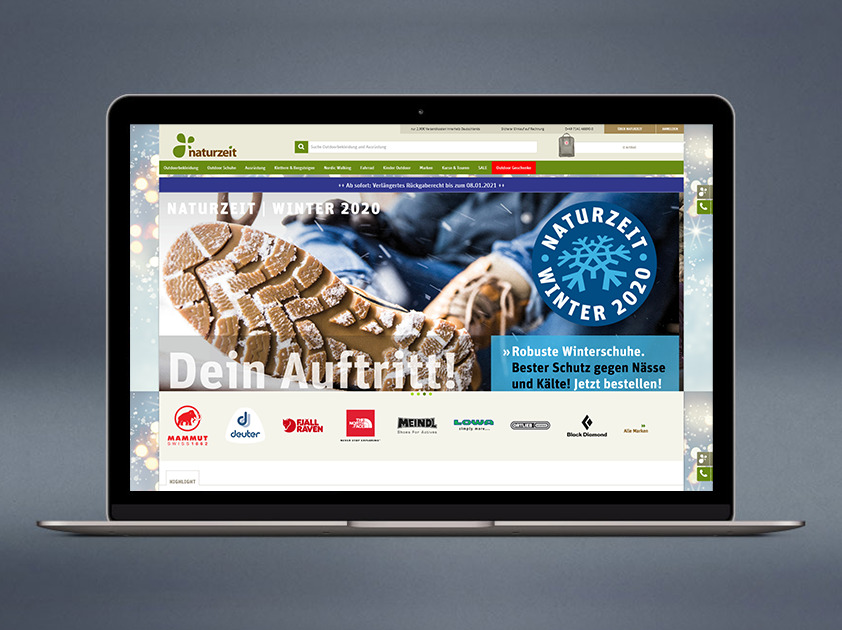 Ein Mockup des Naturzeit Onlineshops