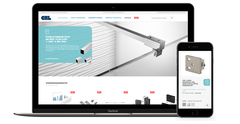 Ein Mockup des CRL Onlineshops