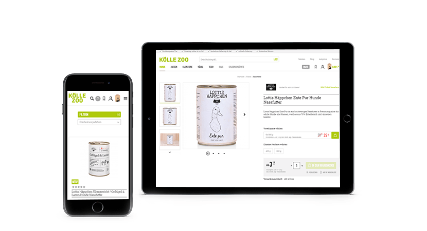 Ein Mockup des Koelle Zoo Online-Shops